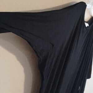 Adeptt European Hand Sewn Black Dolman Bat Sleeve Boheme Lagenlook Dress Large